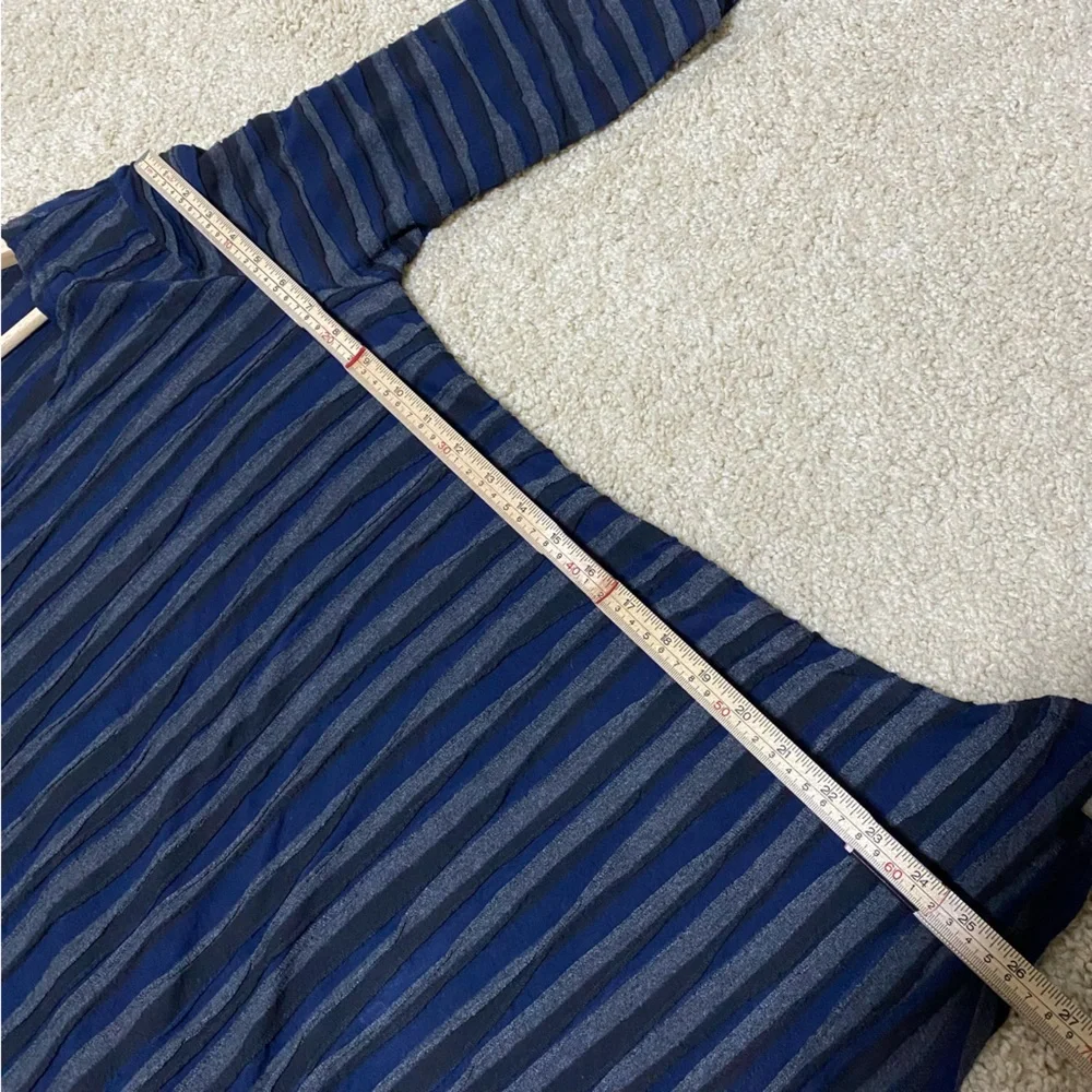 Cut Loose Lagenlook Stripe Textured Long Sleeve Crewneck Shirt Top Size Medium M